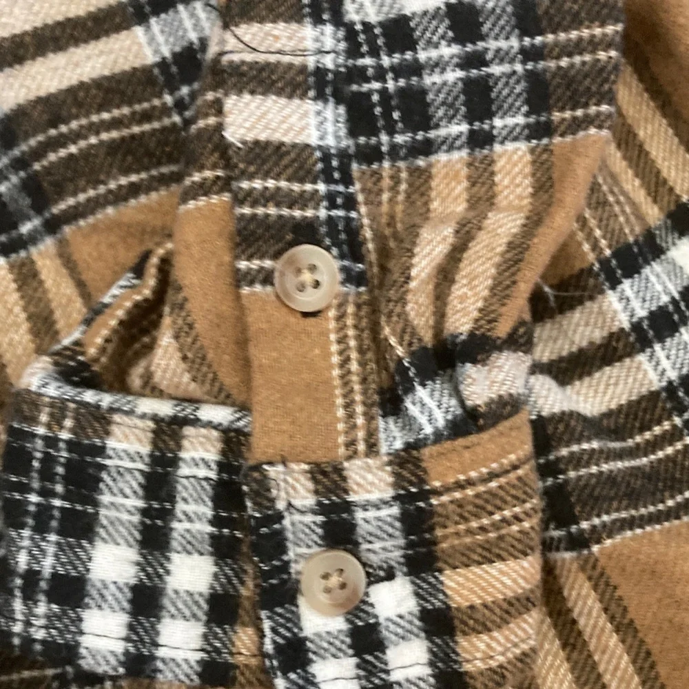 Plaid Button Down Shirt - Brown and Black - Picture 4 of 5
